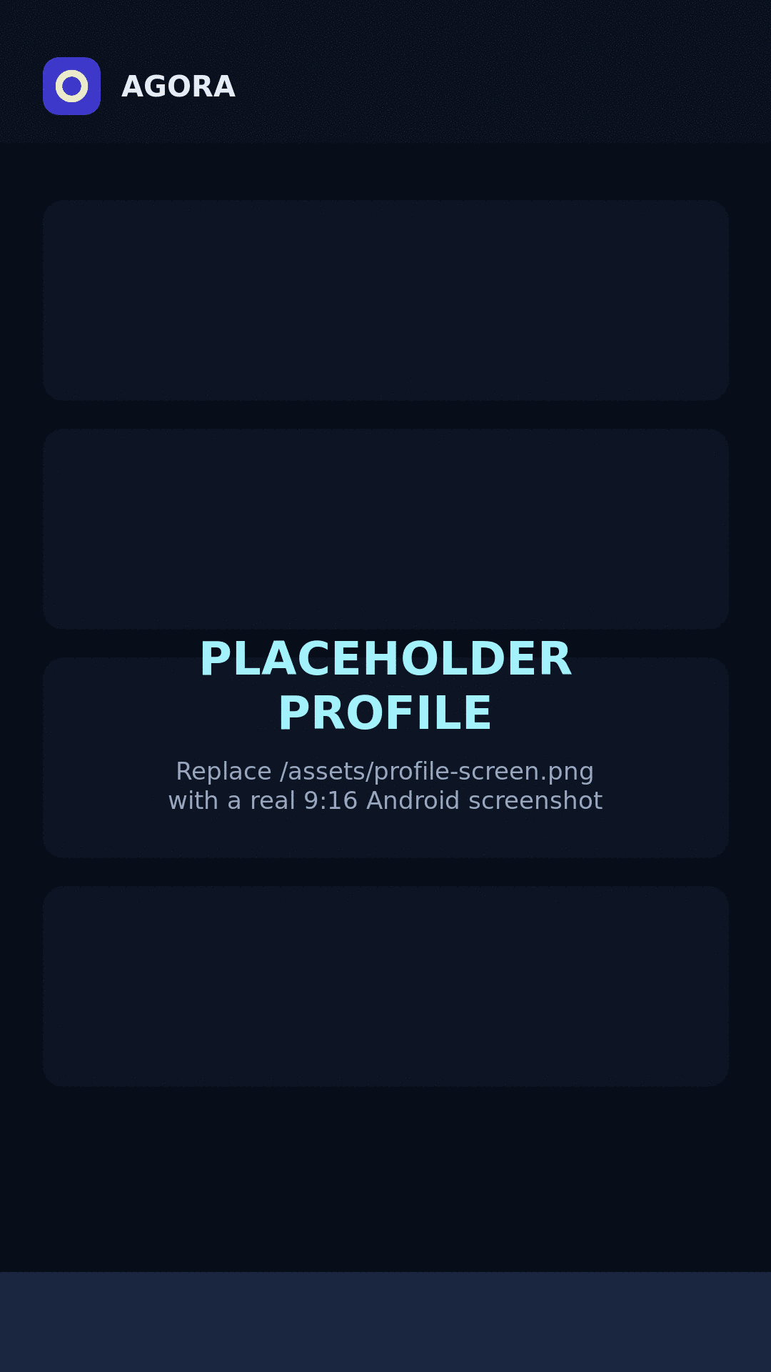 Agora profile screen: a member's posts and details